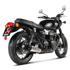 Akrapovic S-T12SO4-HCQT Slip-on Line Tapered Exhausts, Silver For Bonneville T100 '16-'20
