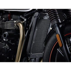 Evotech PRN013141-02 Radiator Guard, Black For Triumph Bonneville T100 / T120 (2016-) -COB Motorcycle Shop evotech prn013141 02 radiator guard black image5