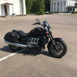 Handmade Fiberglass Leather Saddlebags For Triumph Rocket III -COB Motorcycle Shop handmade fiberglass leather saddlebags rocket iii image6