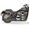 HARD-KROME 2-Into-1 Sideburners Black Exhaust VTX1300C 04-up -COB Motorcycle Shop hard krome 1810 1209 exhaust