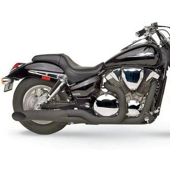 HARD-KROME 2-Into-1 Sideburners Black Exhaust VTX1300C 04-up 3 HARD-KROME 2-Into-1 Sideburners Black Exhaust VTX1300C 04-up