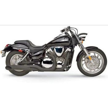 HARD-KROME 2-Into-1 Sideburners Black Exhaust VTX1300C 04-up 4 HARD-KROME 2-Into-1 Sideburners Black Exhaust VTX1300C 04-up - Image 2