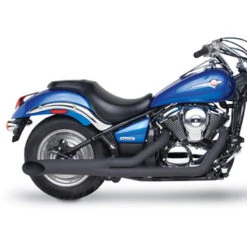 HARD-KROME 2-Into-1 Sideburners Black Exhaust Vulcan 900 06-up