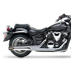 HARD-KROME 2-Into-1 Sideburners Black Exhaust V-Star 1300 07-up