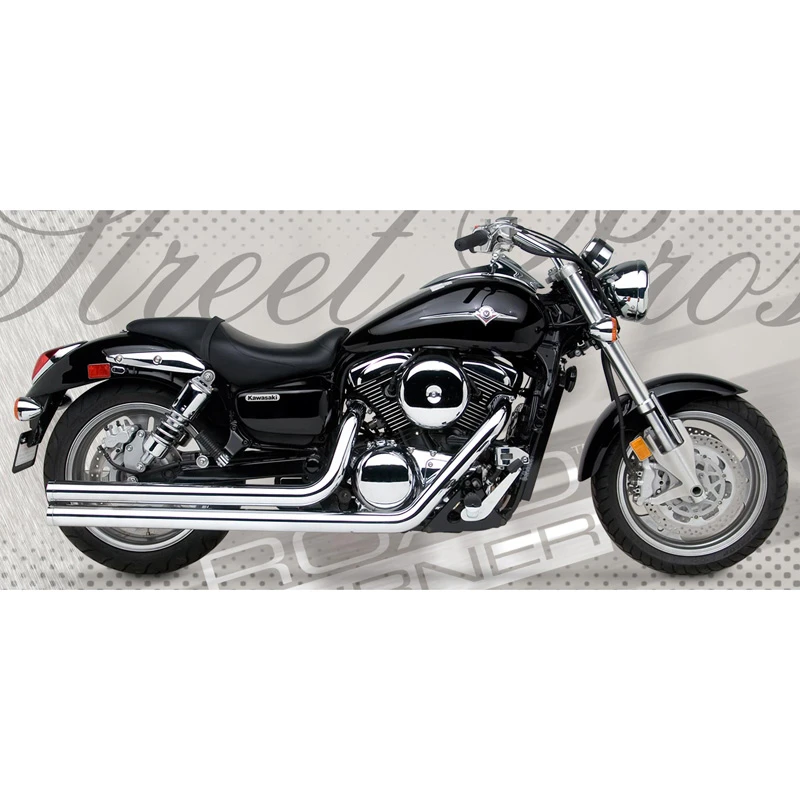 Road Burner RB-01-8040-1600B 2.5in Street Pros Exhaust Vulcan 1600B Mean St '04-'08 3 Road Burner RB-01-8040-1600B 2.5in Street Pros Exhaust Vulcan 1600B Mean St '04-'08